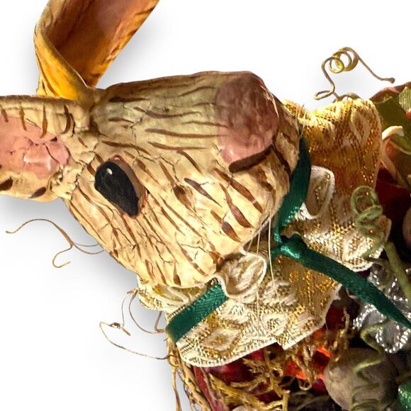 VTG Christmas Paper Mache Bunny Rabbit 1991 Handmade Bollinger Cinnamonroll - Picture 8 of 14